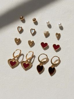 Accessorize London - Multi-Color Heart Stud and Hoop Earrings (Pack of 8)