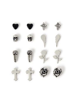 Accessorize London - Multi-Color Rock Star Stud Earrings (Pack of 8)