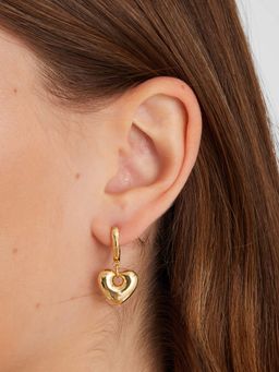 Accessorize London - 14K Real Gold-Plated Heart Huggie Hoop Earrings