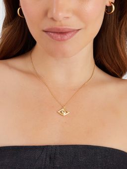 Accessorize London - White 14K Real Gold-Plated Evil Eye Pendant Necklace