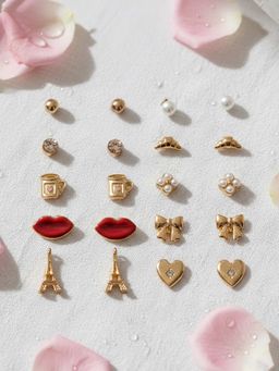 Accessorize London - Multi-Color Paris Stud Earrings (Pack of 10)