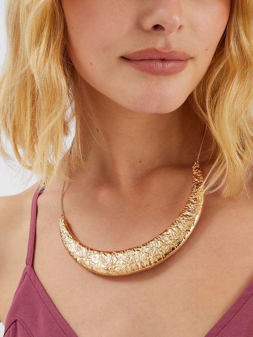 Accessorize London Gold Textured Crescent Collar Necklace