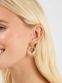 Accessorize London - Gold Sun Beam Heart Short Drop Earrings