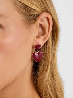 Accessorize London - Red Enamel Heart Drop Earrings