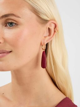 Accessorize London - Red Resin Drop Hoop Earrings