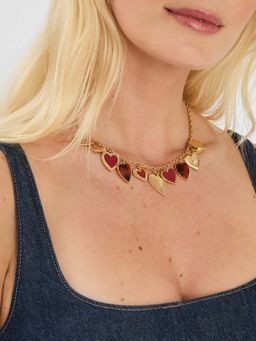 Accessorize London - Red Statement Heart Charm Necklace