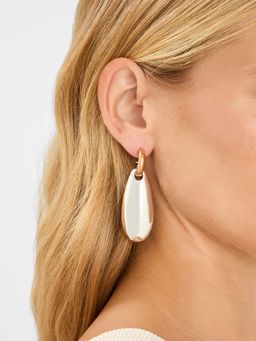Accessorize London - White Mixed Metal Teardrop Drop Earrings