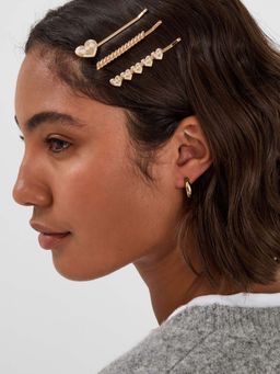 Accessorize London - Gold Enamel Checkerboard Hair Slides (Pack of 3)