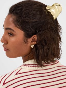 Accessorize London - Gold Large Heart Metal Hair Clutcher
