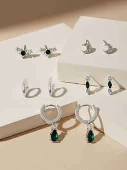 Accessorize London - Multi-Color Celestial Gem Stud and Hoop Earrings (Pack of 5)