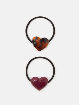 Accessorize London - Multi-Color Paris Heart Pony Scrunchies (Pack of 2)