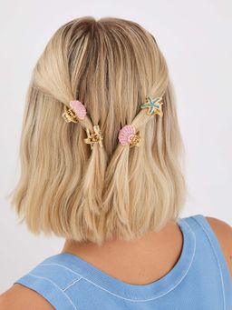 Accessorize London - Multi-Color Mini Gem Starfish Hair Clutchers (Pack of 4)