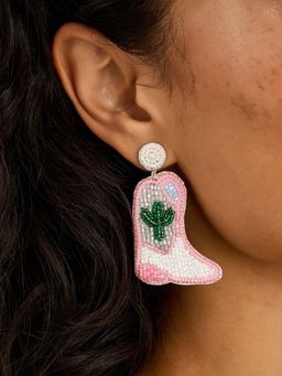 Accessorize London - Pink Cowboy Boot Beaded Drop Earrings
