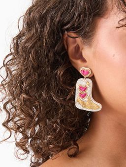Accessorize London - Gold Beaded Cowboy Boot Drop Earrings
