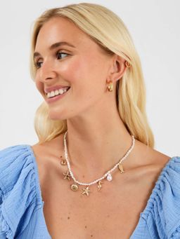 Accessorize London - White Starfish Charm Pearl Necklace