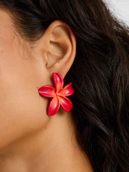 Accessorize London - Red Tropical Flower Stud Earrings