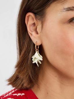 Accessorize London - White Flower Drop Hoop Earrings