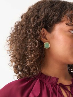 Accessorize London - Green Resin Stone Stud Earrings