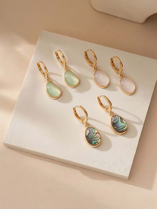 Accessorize London Multi-Color Mini Stone Drop Hoop Earrings (Pack of 3)