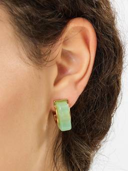 Accessorize London - Green Chunky Square Resin Hoop Earrings