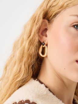 Accessorize London - Brown Resin Stone Doorknocker Earrings