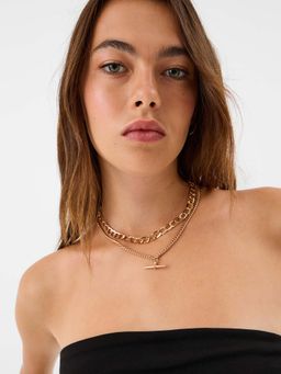 Accessorize London - Gold Layered T-Bar Chain Necklace