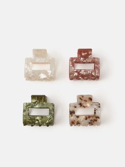 Accessorize London - Multi-Color Resin Square Hair Clutchers (Pack of 4)