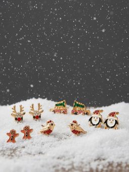 Accessorize London - Multi-Color Christmas Stud Earrings (Pack of 5)