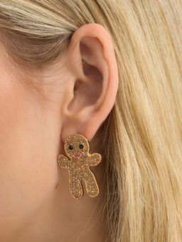 Accessorize London - Gold Diamante Gingerbread Stud Earrings