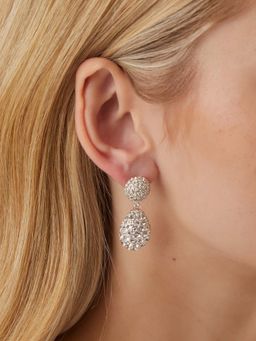Accessorize London - White Double Drop Diamante Earrings
