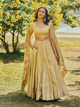 Saundh - Dua Lehenga and Choli with Dupatta Yellow (Set of 3)