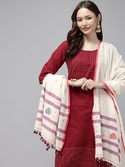ArtEastri - Handloom White Jamdani Cotton Dupatta