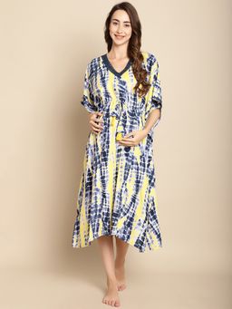 Secret Wish - Tie & Dye Blue Maternity Kaftan