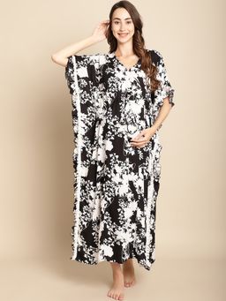 Secret Wish - Floral Black Maternity Kaftan