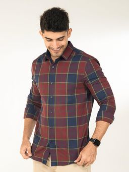 The Bleu Label - Mens Casual Full Sleeves Shirt Maroon