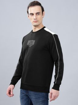 Cantabil - Men Black Self Design Casual Winter Wear Sweatshirt