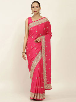 Soch - Embellished Chiffon Saree with Unstitched Blouse