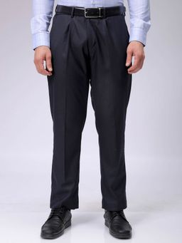 The Indian Garage Co - Men Black Regular Fit Solid Mid-Rise Stretchable Formal Trouser