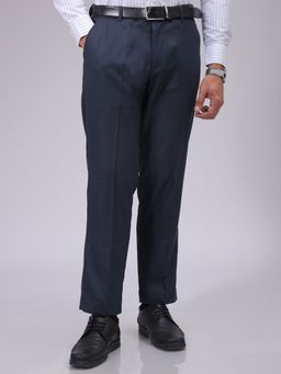 The Indian Garage Co - Men Grey Regular Fit Solid Mid-Rise Stretchable Formal Trouser