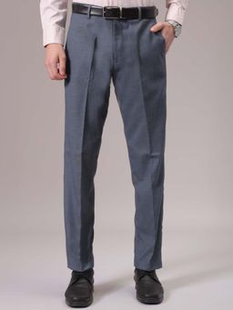 The Indian Garage Co - Men Grey Regular Fit Solid Mid-Rise Stretchable Formal Trouser