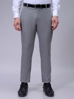 The Indian Garage Co - Men Grey Slim Fit Solid Mid-Rise Trouser