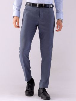 The Indian Garage Co - Men Grey Slim Fit Solid Mid-Rise Stretchable Formal Trouser
