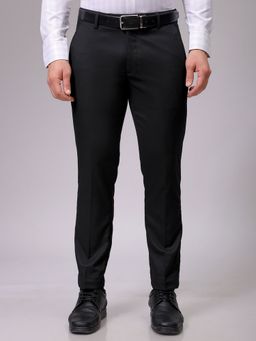 The Indian Garage Co - Men Black Slim Fit Solid Mid-Rise Trouser