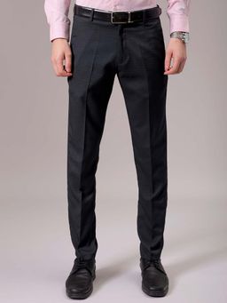 The Indian Garage Co - Men Grey Slim Fit Checked Mid-Rise Stretchable Formal Trouser