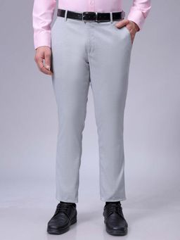 The Indian Garage Co - Men Grey Slim Fit Solid Mid-Rise Stretchable Formal Trouser
