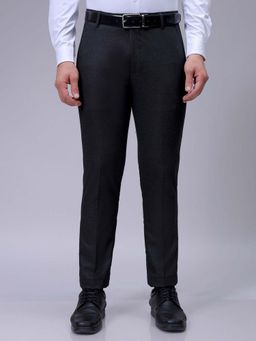 The Indian Garage Co - Men Black Slim Fit Solid Mid-Rise Trouser