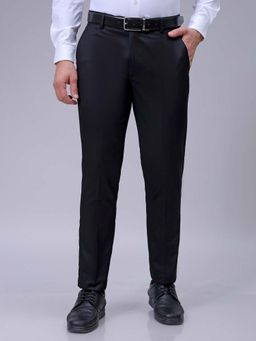 The Indian Garage Co - Men Black Slim Fit Solid Mid-Rise Formal Trouser