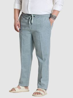 Snitch - Grey Textured Relaxed Fit Plus Size Trouser