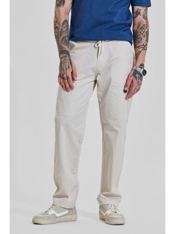 Snitch - Light Beige Solid Relaxed Casual Trouser for Men