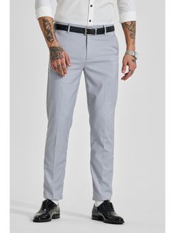Snitch - Light Grey Solid Slim Casual Trouser for Men